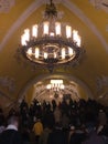 Hall of Komsomolskaya subway (Circle Line) in Moscow. Metro Station