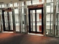 Hall of a luxury hotel in Moscow, transparent elevator doors