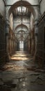 Hall Of The Old Prison: Realistic 3d Render With Moody And Tranquil Mediterranean Landscapes