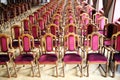 Hall of performances with empty red chairs Royalty Free Stock Photo