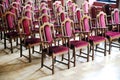 Hall of performances with empty red chairs Royalty Free Stock Photo