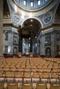 Hall of St Peter Basilica with Bernini baldacchino Royalty Free Stock Photo