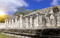 Hall of the Thousand Pillars - Columns at Chichen Itza, Mexico Royalty Free Stock Photo