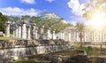 Hall of the Thousand Pillars - Columns at Chichen Itza, Mexico Royalty Free Stock Photo