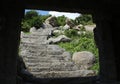 Hall view of steps leading up a hill Royalty Free Stock Photo