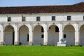 Hall and white statue in Limena in the province of Padua in Veneto (Italy)