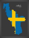 Halland map of Sweden with Swedish national flag illustration