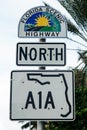A1A North Florida Scenic Highway road sign at Hallandale Beach, Florida