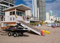 Lifeguard shack with jet ski
