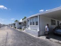 Hallandale Beach, Florida, USA. Street view of a typical Manufactured home community in South Florida Royalty Free Stock Photo