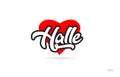 halle city design typography with red heart icon logo