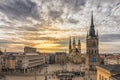 Halle Market Square in Halle Germany and dramatic sunset