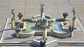 HalleSaale, Germany-August 24, 2019: fountain at the Hall market place