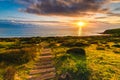 Hallett Cove wooden trail at sunset Royalty Free Stock Photo