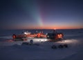 Halley VI Research Station in Antarctica during twilight. The station consists of modular Royalty Free Stock Photo