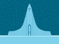 Hallgrimskirkja. Architectural landmark of Iceland. Vector