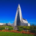 Hallgrimskirkja Cathedral in Reykjavik, Iceland, lutheran parish church, exterior in a sunny summer Royalty Free Stock Photo