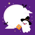 Cute ghost floating for Trick or Treat. Funny spooky boo character.