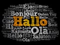 Hallo Hello Greeting in German word cloud