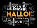 Hallo Hello Greeting in German word cloud