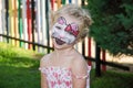 Hallo kitty face painting Royalty Free Stock Photo