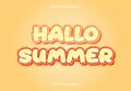 Hallo summer yellow background text effect