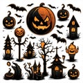 Hallo ween icons set, set of hallo ween bundle, elements, white background. Vector illustration. Royalty Free Stock Photo