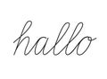 Hallo write calligraphy word, continuous line drawing. Greeting, hello on German language. Vector