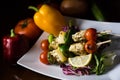 Halloumi and Vegetable Kebabs with Decorative Vegetables