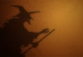 Old scary witch silhouette shadow Halloween background Royalty Free Stock Photo