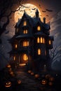 Hallow House in Holloween Night Illustration