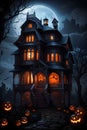 Hallow House in Holloween Night Illustration