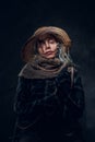 Hallowee costume concept - pretty girl is a scarecrow Royalty Free Stock Photo