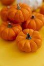Pumpkins on a yellow background Royalty Free Stock Photo