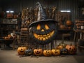 halloweek greeting digital card, pumpkins , dark colors