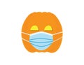Cute Orange pumpkin wearing Blue surgical mask