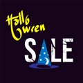 Happy halloween. Halloween Sale special offer banner template with hand drawn lettering for holiday shopping. Royalty Free Stock Photo