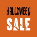 Happy halloween. Halloween Sale special offer banner template with hand drawn lettering for holiday shopping. Royalty Free Stock Photo