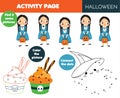 Halloween activity page for kids. Educational children game set. Coloring page, find same. printable fun for toddlers