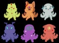 Halloween cute alien monsters illustration pack vector Royalty Free Stock Photo