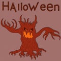 Halloween angry evil twisted tree Royalty Free Stock Photo