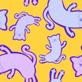 Halloween animals seamless cats pattern for wrapping paper and fabrics and linens and kids clothes print