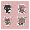 Halloween animals sticker set