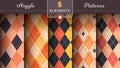 Halloween Argyle seamless patterns, square background, textile texture, rhomb scottish fabric.