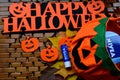 Halloween autumn decorations and nivea products on a wood background