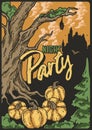 Halloween autumn october party poster. Scary print