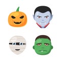 Halloween avatar faces set