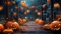 Halloween backdrop - Pumpkin Parade Panorama