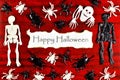 Halloween background, autumn holiday of evil forces.Haunted skeletons are a symbol of Halloween, a custom to frighten and appease