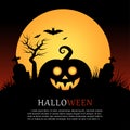 Halloween Background Banner Silhouettes design vector illustration Happy Holiday